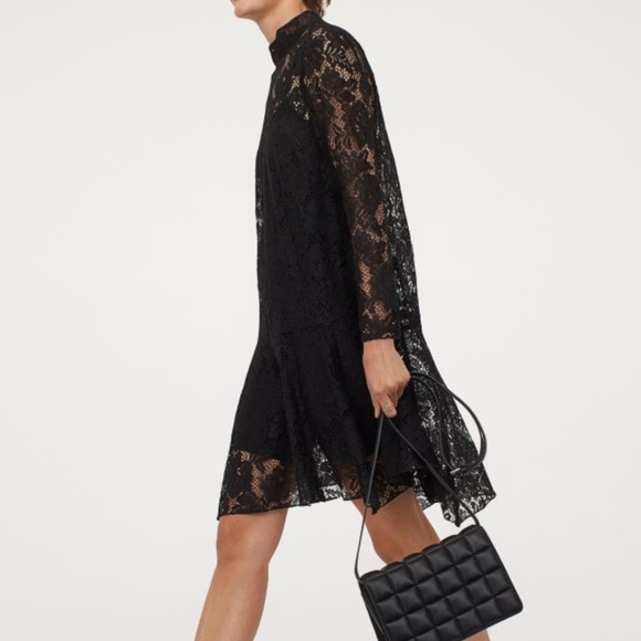 H&M Dresses & Skirts - H&M Black Stand-up Collar Lace Dress